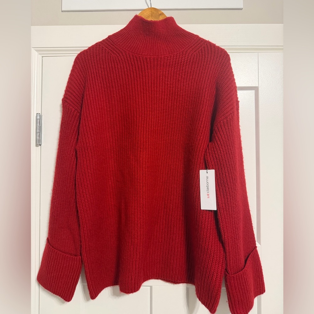 Liz Claiborne Women's Mock Neck Red Sweater - Picture 13 of 15